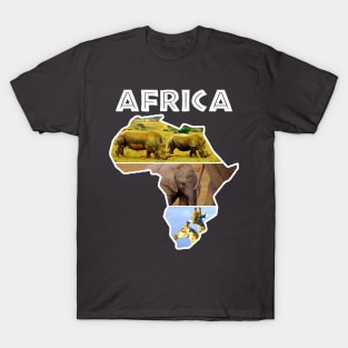 African Wildlife Continent Collage T-Shirt